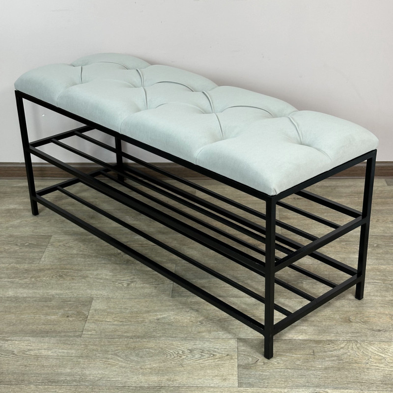 Банкетка для обуви Женева-1 100см велюр светло-серый 6-0-9005