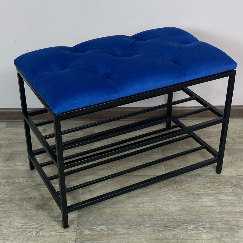 Банкетка для взуття Женева-1 60 см велюр синій 9-0-9005