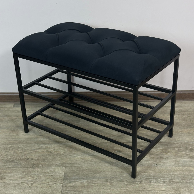 Банкетка для обуви Женева-1 60см велюр черный 10-0-9005