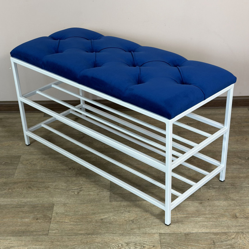 Банкетка для обуви Женева-1 80см велюр синий 9-0-9003