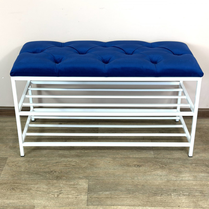 Банкетка для обуви Женева-1 80см велюр синий 9-0-9003