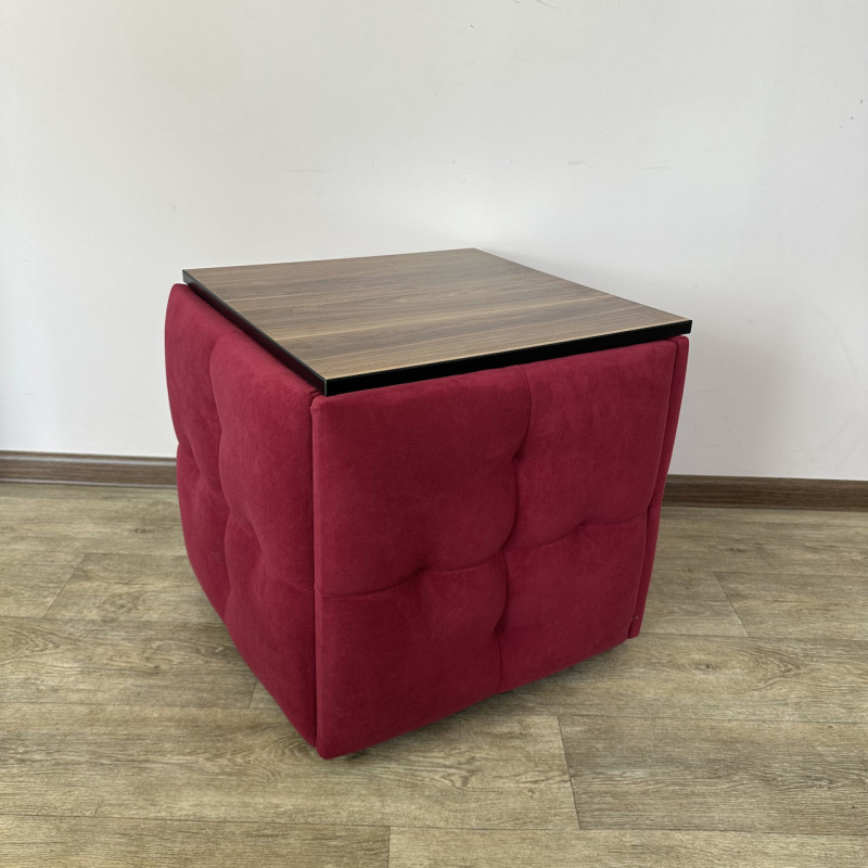 Пуф-трансформер 5в1 Остін-4 зі столиком велюр червоний/горіх каліфорнійський 4-4-9005
