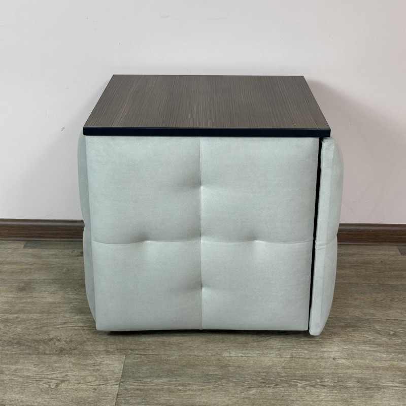 Пуф-трансформер 5в1 Mzavod Остин-4 со столиком велюр светло-серый/риголетто темный 6-1-9003