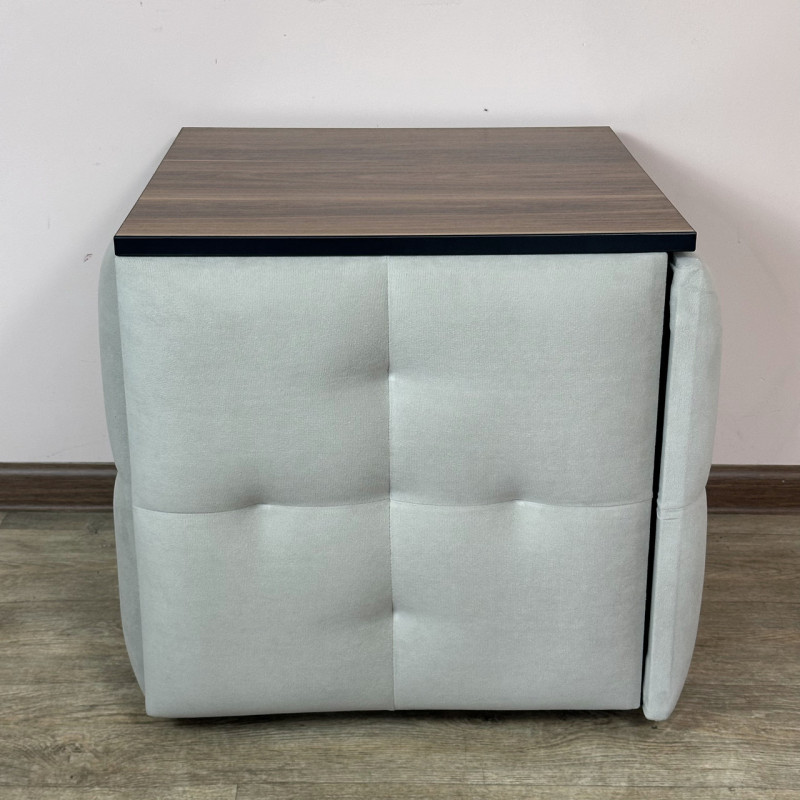 Пуф-трансформер 5в1 Остін-4 зі столиком велюр світло-сірий/горіх каліфорнійський 6-4-9005