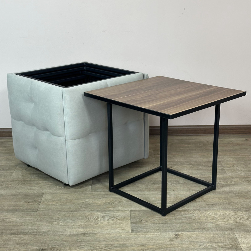 Пуф-трансформер 5в1 Остін-4 зі столиком велюр світло-сірий/горіх каліфорнійський 6-4-9005