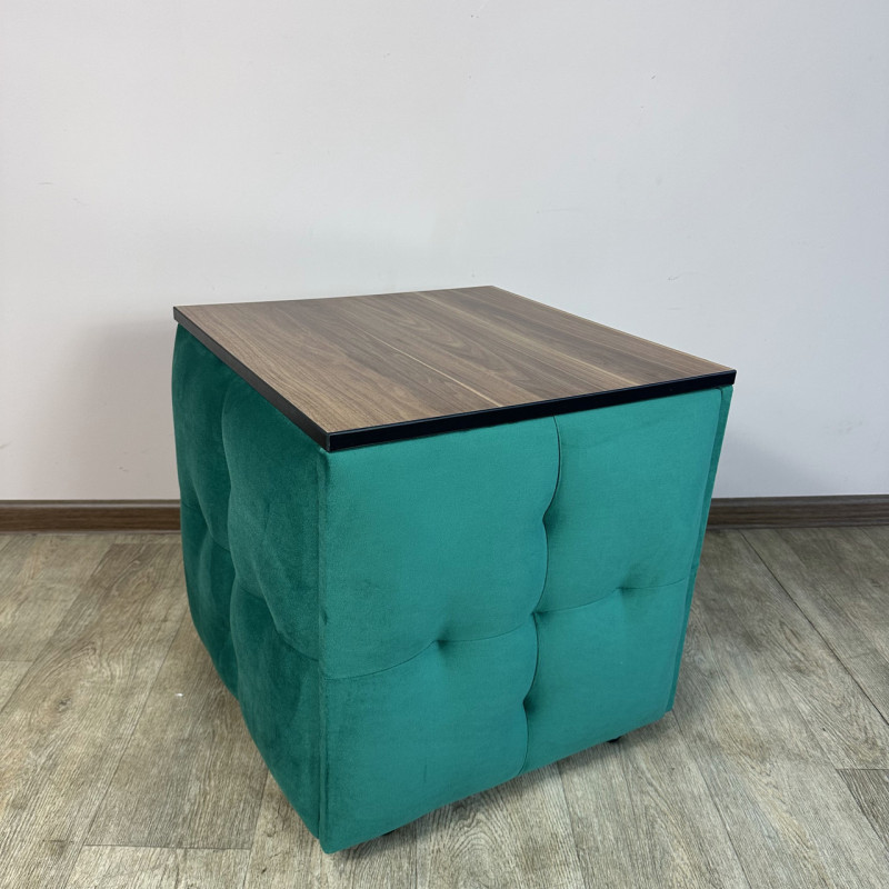 Пуф-трансформер 5в1 Mzavod Остин-4 со столиком велюр изумрудный/орех калифорнийский 8-4-9005