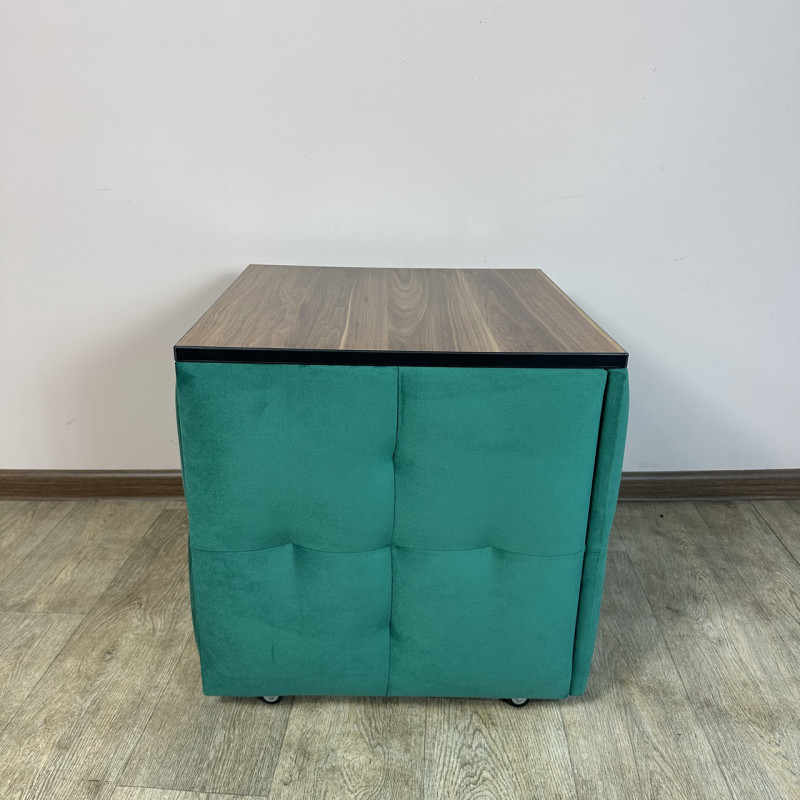 Пуф-трансформер 5в1 Mzavod Остин-4 со столиком велюр изумрудный/орех калифорнийский 8-4-9005