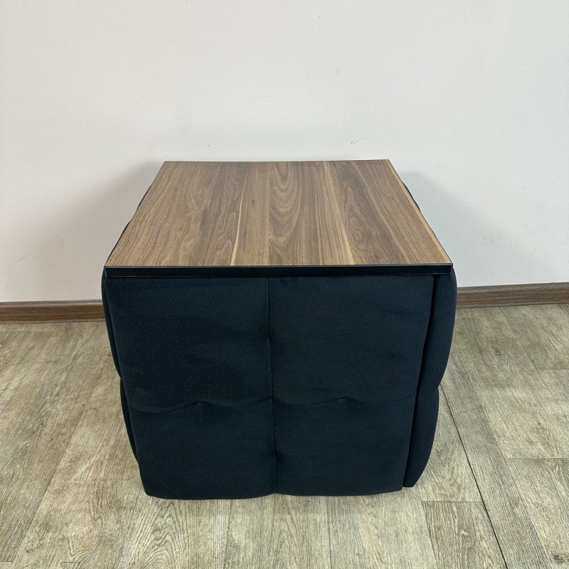 Пуф-трансформер 5в1 Mzavod Остин-4 со столиком велюр черный/орех калифорнийский 10-4-9005