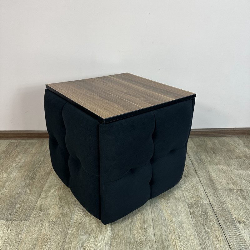 Пуф-трансформер 5в1 Mzavod Остин-4 со столиком велюр черный/орех калифорнийский 10-4-9003