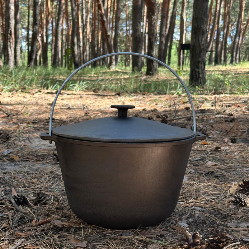 Казан туристичний КТ-10 чавунний з кришкою 10л