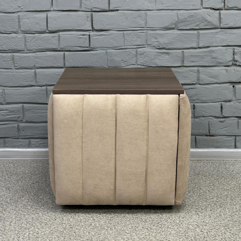 Пуф-трансформер 5в1 Остін-2 зі столиком велюр бежевий/ріголетто темний 3-1-9005