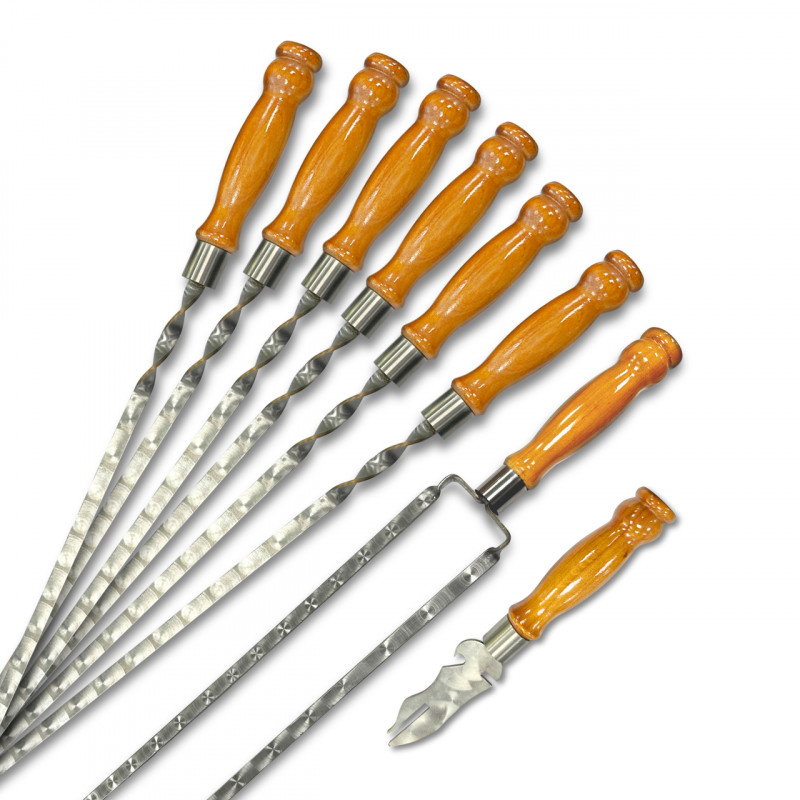 Набір шампурів Ліра 6/1/1 світла ручка в зеленому чохлі