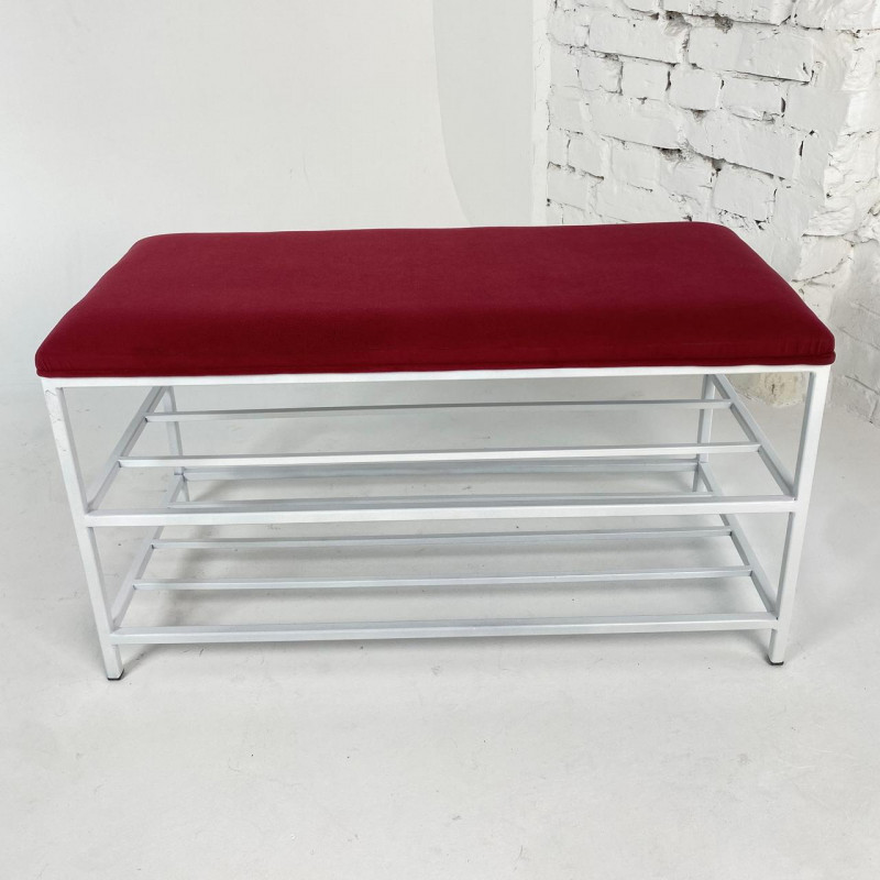 Банкетка для обуви Женева-3 80см велюр красный 4-0-9003