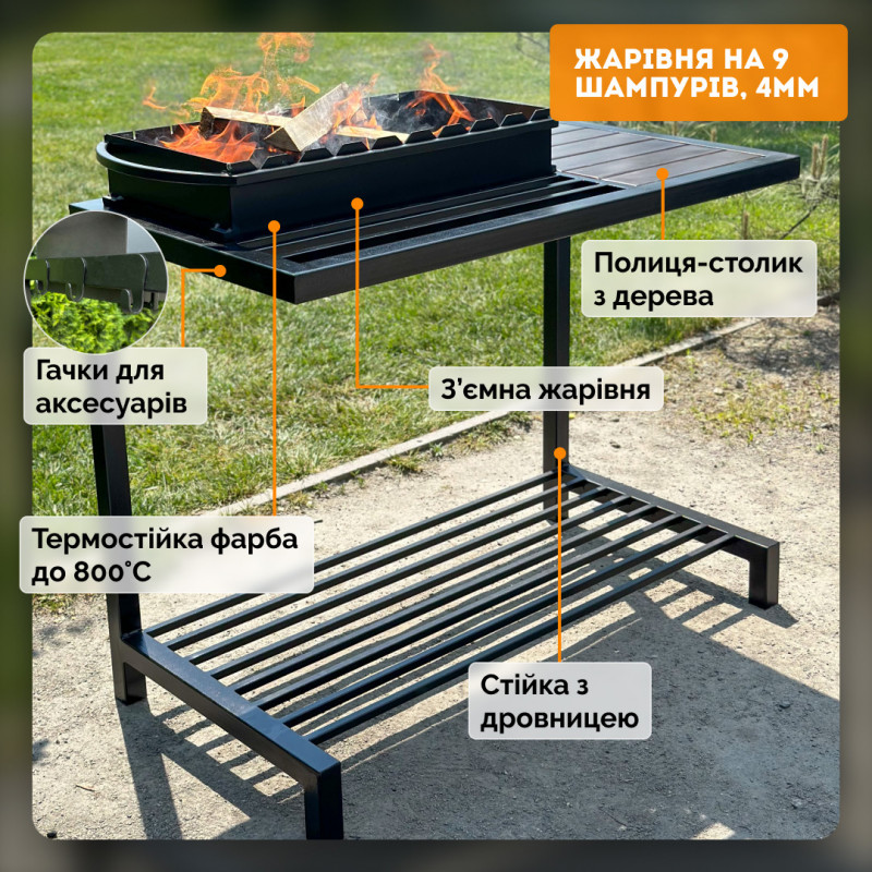 Мангал Mzavod Локи на 9 шампуров 4мм в стиле LOFT