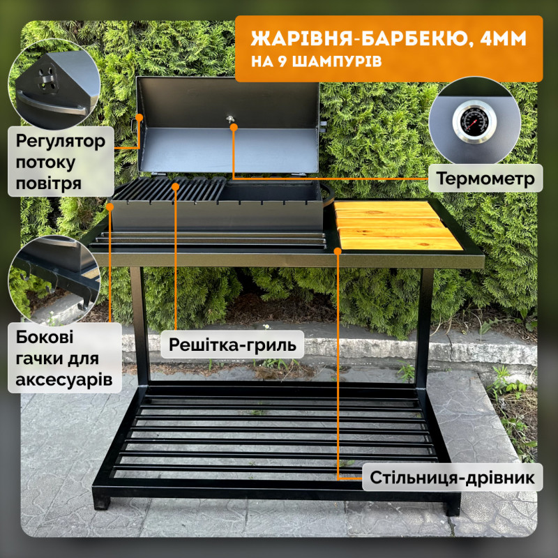 Мангал-барбекю Mzavod Локи на 9 шампуров 4мм в стиле LOFT