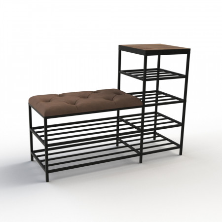 Банкетка для взуття Барселона-1 100 см велюр коричневий/горіх каліфорнійський 1-4-9005