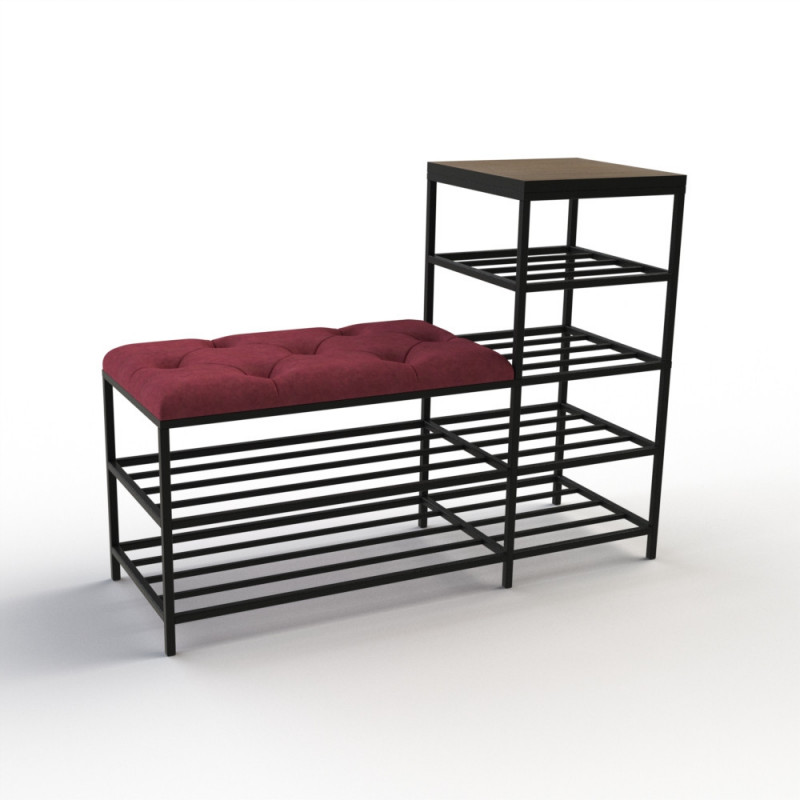 Банкетка для взуття Барселона-1 100 см велюр червоний/ріголетто темний 4-1-9005