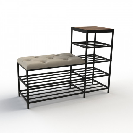 Банкетка для взуття Барселона-1 100 см велюр світло-сірий/горіх каліфорнійський 6-4-9005