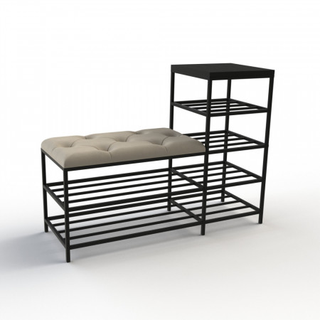 Банкетка для взуття Барселона-1 100 см велюр світло-сірий/чорний 6-5-9005