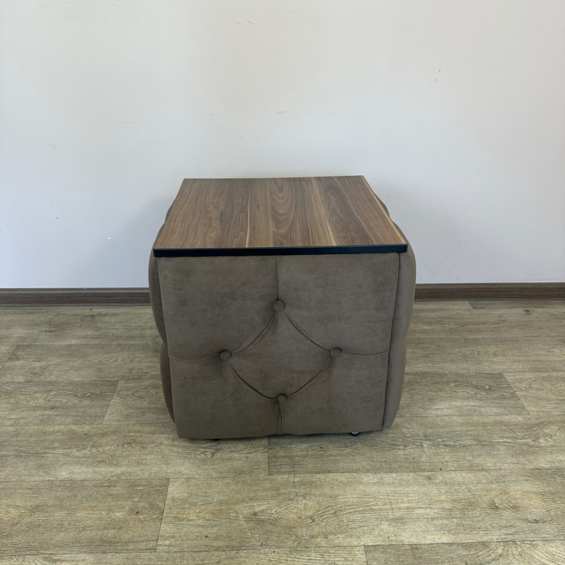 Пуф-трансформер 5в1 Mzavod Остин-1 со столиком велюр коричневый/орех калифорнийский 1-4-9005