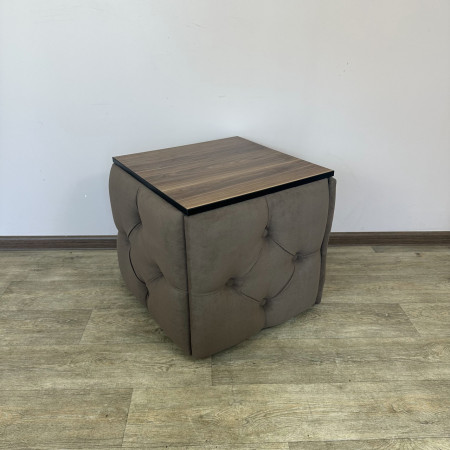 Пуф-трансформер 5в1 Mzavod Остин-1 со столиком велюр коричневый/орех калифорнийский 1-4-9005