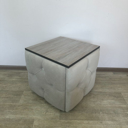 Пуф-трансформер 5в1 Mzavod Остин-1 со столиком велюр бежевый/дуб платиновый 3-2-9003