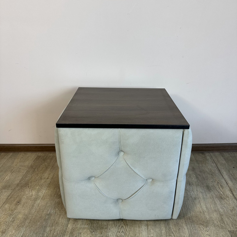 Пуф-трансформер 5в1 Mzavod Остин-1 со столиком велюр светло-серый/риголетто темный 6-1-9005