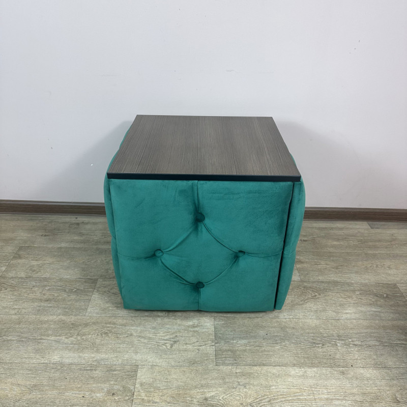 Пуф-трансформер 5в1 Mzavod Остин-1 со столиком велюр изумрудный/риголетто темный 8-1-9003