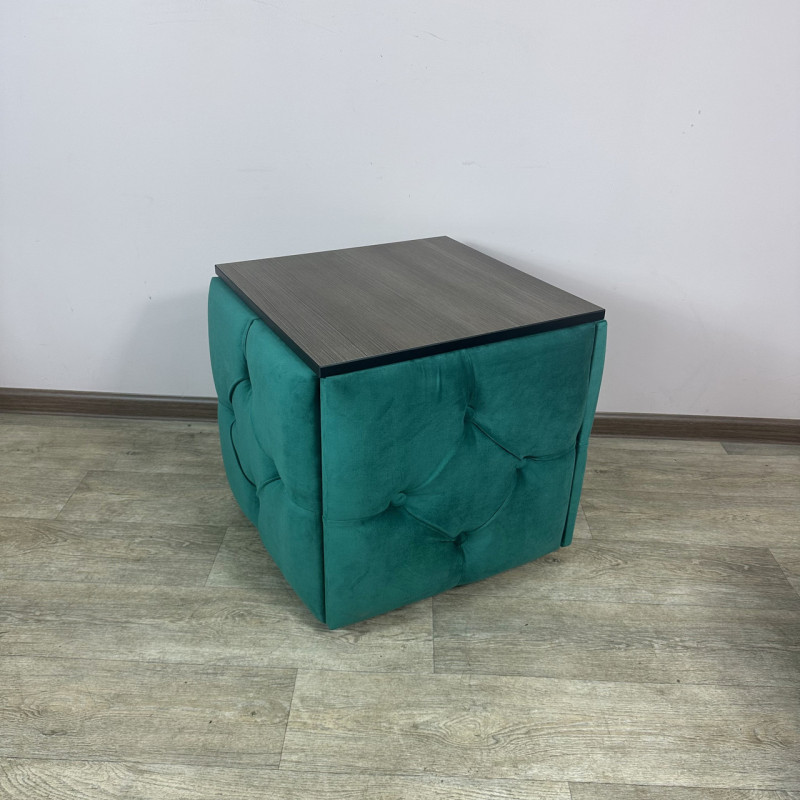 Пуф-трансформер 5в1 Mzavod Остин-1 со столиком велюр изумрудный/риголетто темный 8-1-9003