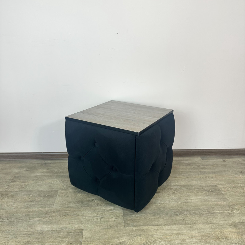 Пуф-трансформер 5в1 Mzavod Остин-1 со столиком велюр черный/дуб платиновый 10-2-9003