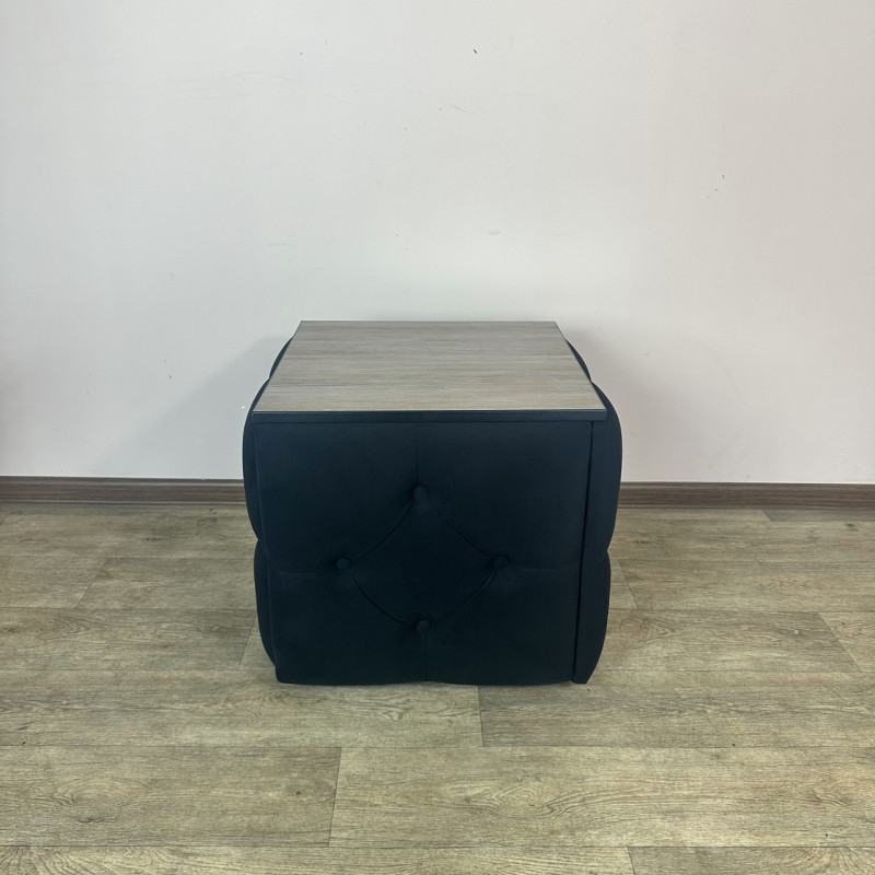 Пуф-трансформер 5в1 Mzavod Остин-1 со столиком велюр черный/дуб платиновый 10-2-9003