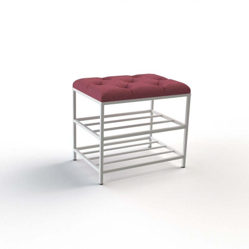 Банкетка для обуви Женева-1 50см велюр красный 4-0-9003