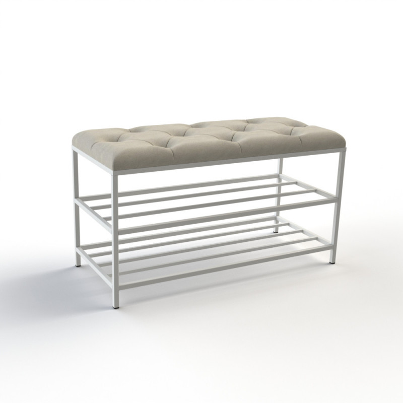 Банкетка для обуви Женева-1 80см велюр бежевый 3-0-9003