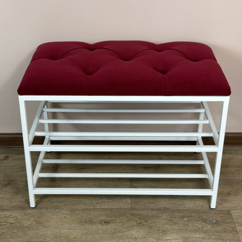 Банкетка для обуви Женева-1 50см велюр красный 4-0-9003