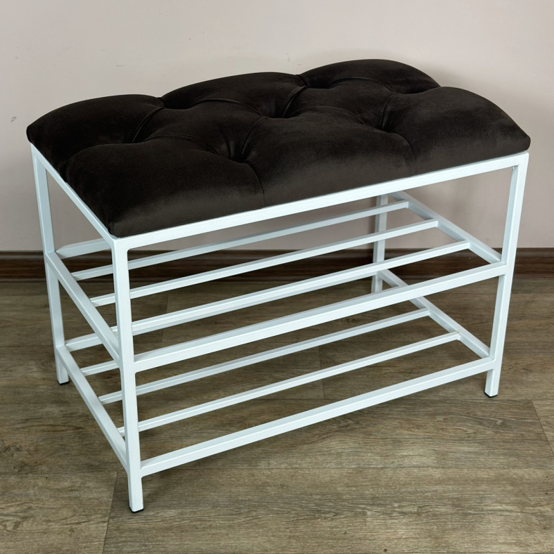 Банкетка для взуття Женева-1 60 см велюр сіро-коричневий 5-0-9003