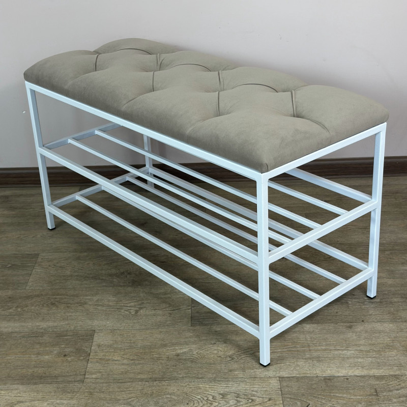 Банкетка для обуви Женева-1 80см велюр бежевый 3-0-9003