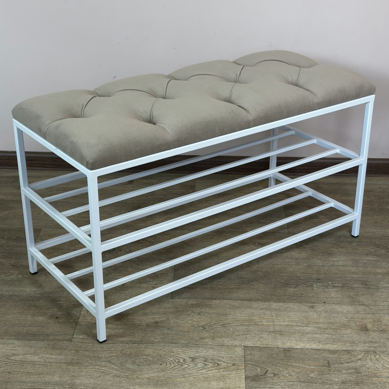 Банкетка для обуви Женева-1 80см велюр бежевый 3-0-9003