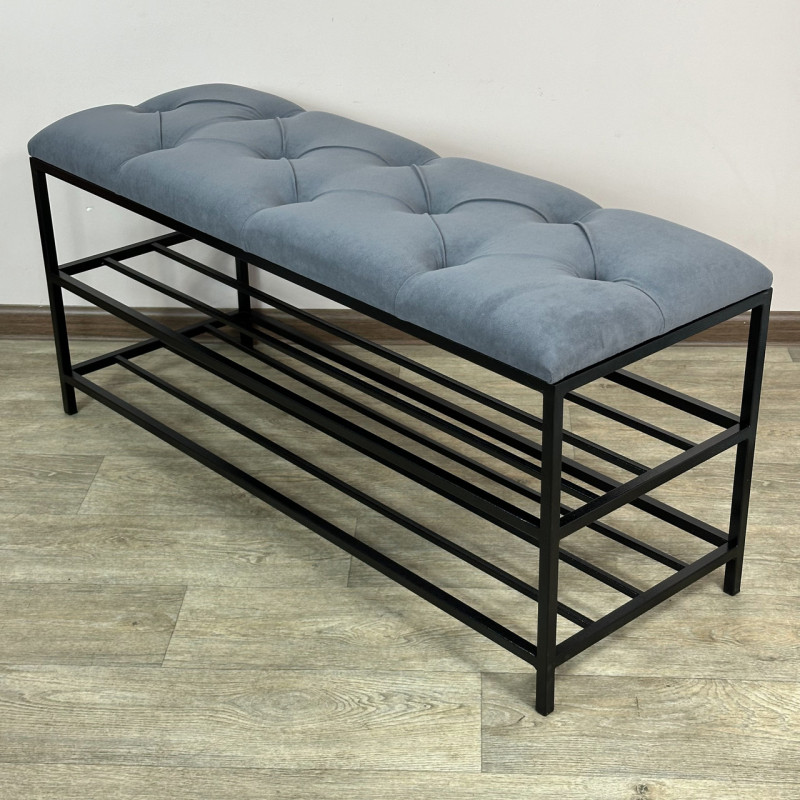 Банкетка для взуття Женева-1 100 см велюр сірий 7-0-9005