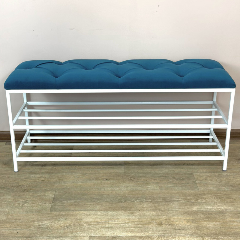 Банкетка для обуви Женева-1 90см велюр бирюзовый 2-0-9003