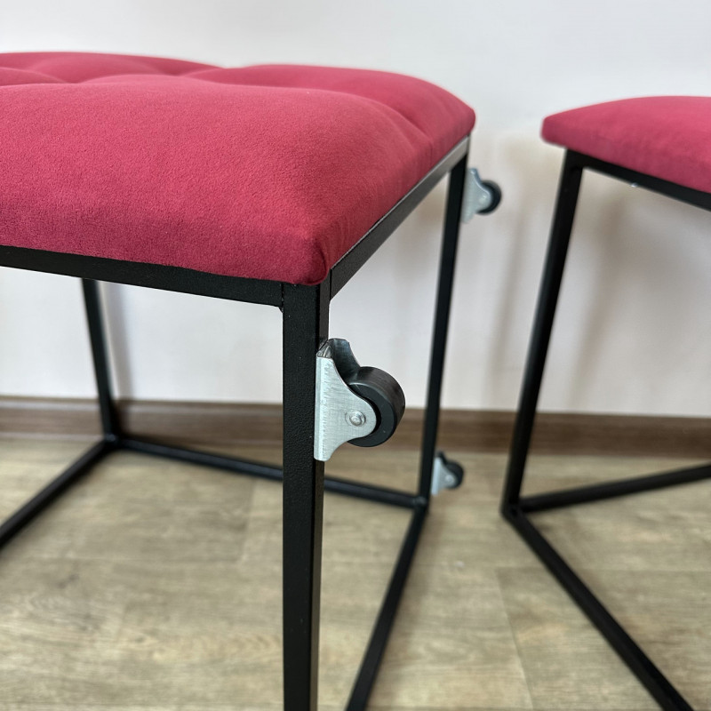 Пуф-трансформер 5в1 Mzavod Остин-4 со столиком велюр красный/черный 4-5-9005