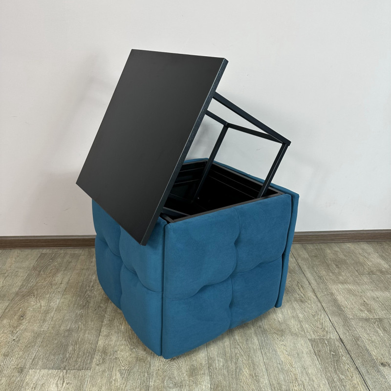 Пуф-трансформер 5в1 Mzavod Остин-4 со столиком велюр бирюзовый/черный 2-5-9005