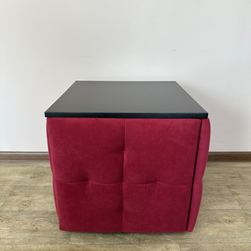 Пуф-трансформер 5в1 Mzavod Остин-4 со столиком велюр красный/черный 4-5-9005