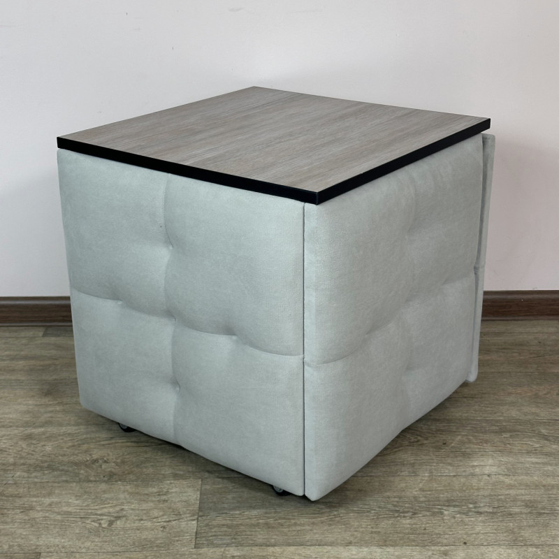 Пуф-трансформер 5в1 Mzavod Остин-4 со столиком велюр светло-серый/дуб платиновый 6-2-9003