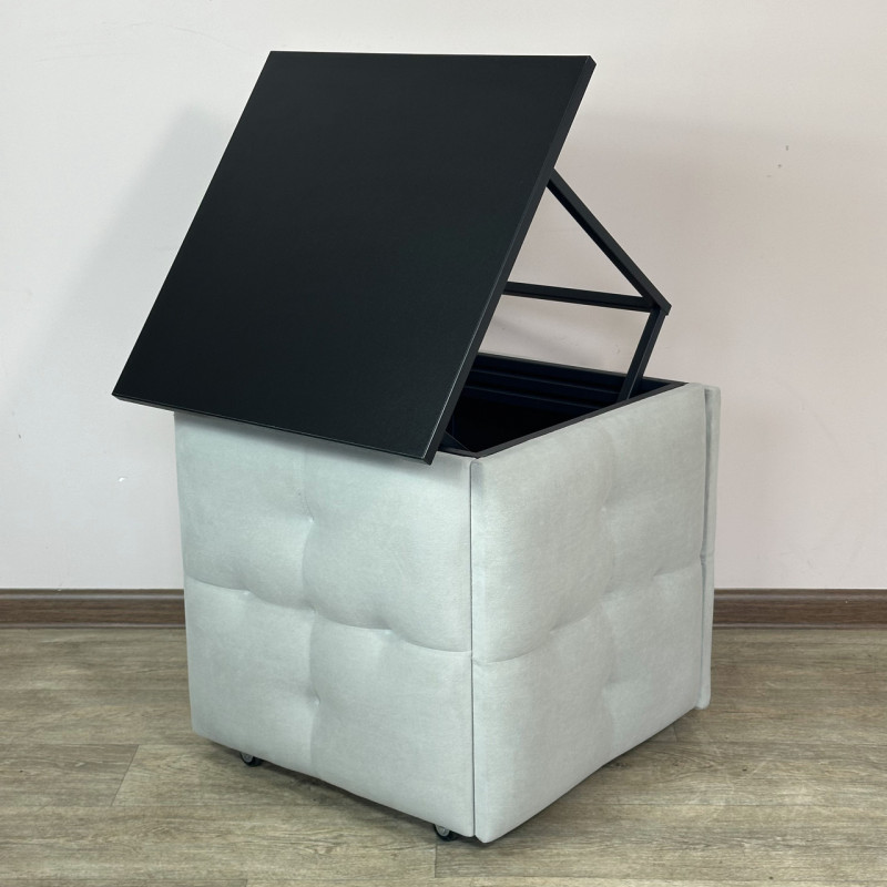 Пуф-трансформер 5в1 Mzavod Остин-4 со столиком велюр светло-серый/черный 6-5-9005