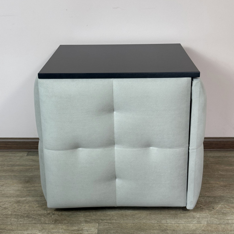 Пуф-трансформер 5в1 Mzavod Остин-4 со столиком велюр светло-серый/черный 6-5-9005