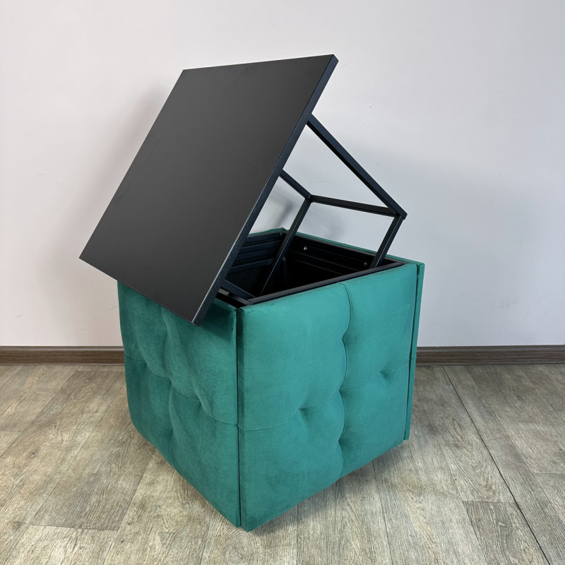 Пуф-трансформер 5в1 Mzavod Остин-4 со столиком велюр изумрудный/черный 8-5-9005