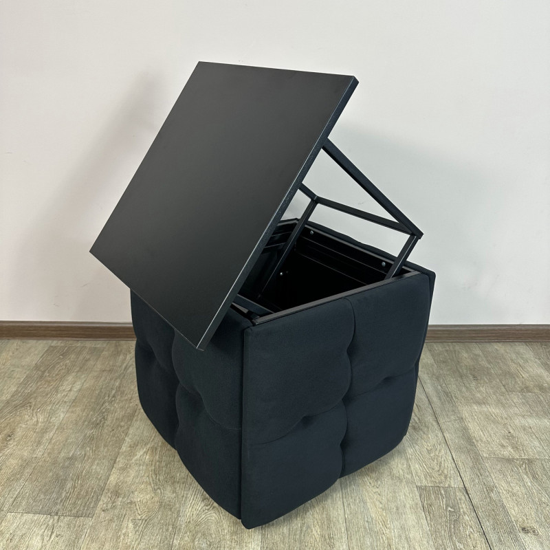 Пуф-трансформер 5в1 Mzavod Остин-4 со столиком велюр черный/черный 10-5-9005