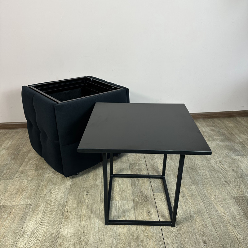 Пуф-трансформер 5в1 Mzavod Остин-4 со столиком велюр черный/черный 10-5-9005