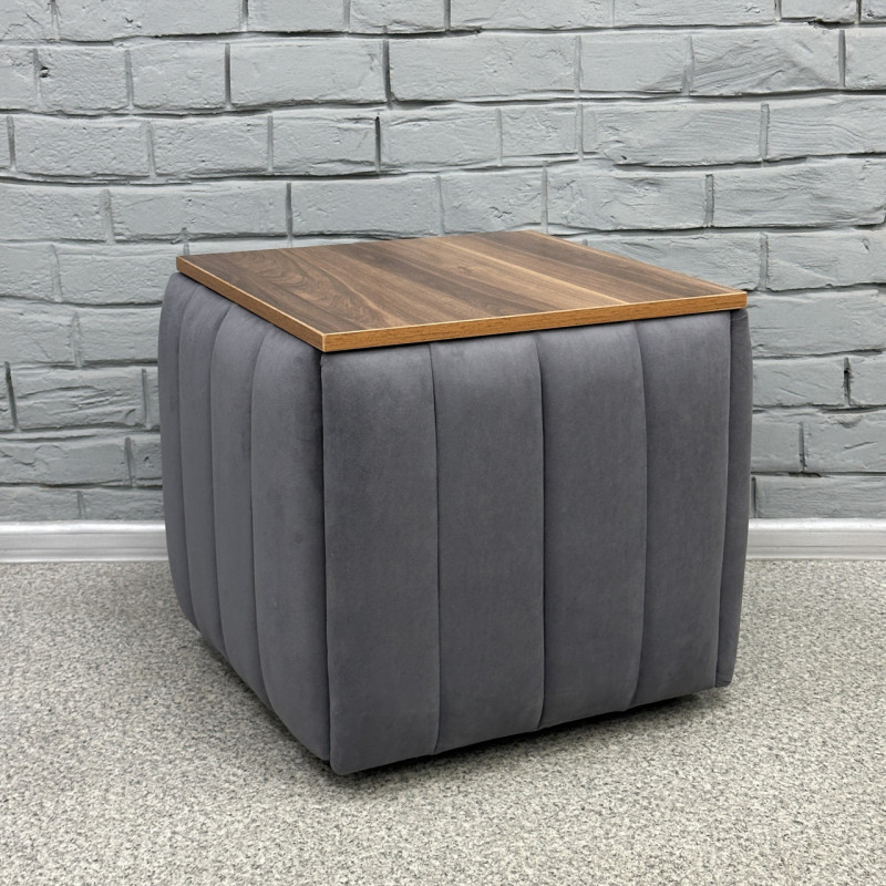 Пуф-трансформер 5в1 Mzavod Остин-2 со столиком велюр серый/орех калифорнийский 7-4-9005