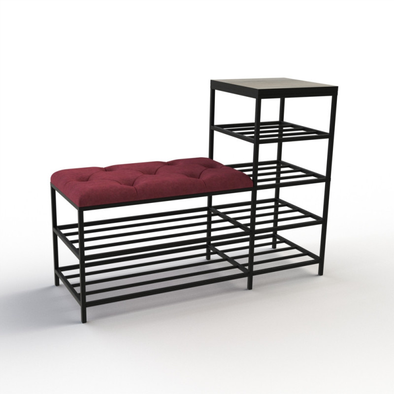 Банкетка для взуття Барселона-1 100 см велюр червоний/дуб платиновий 4-2-9005